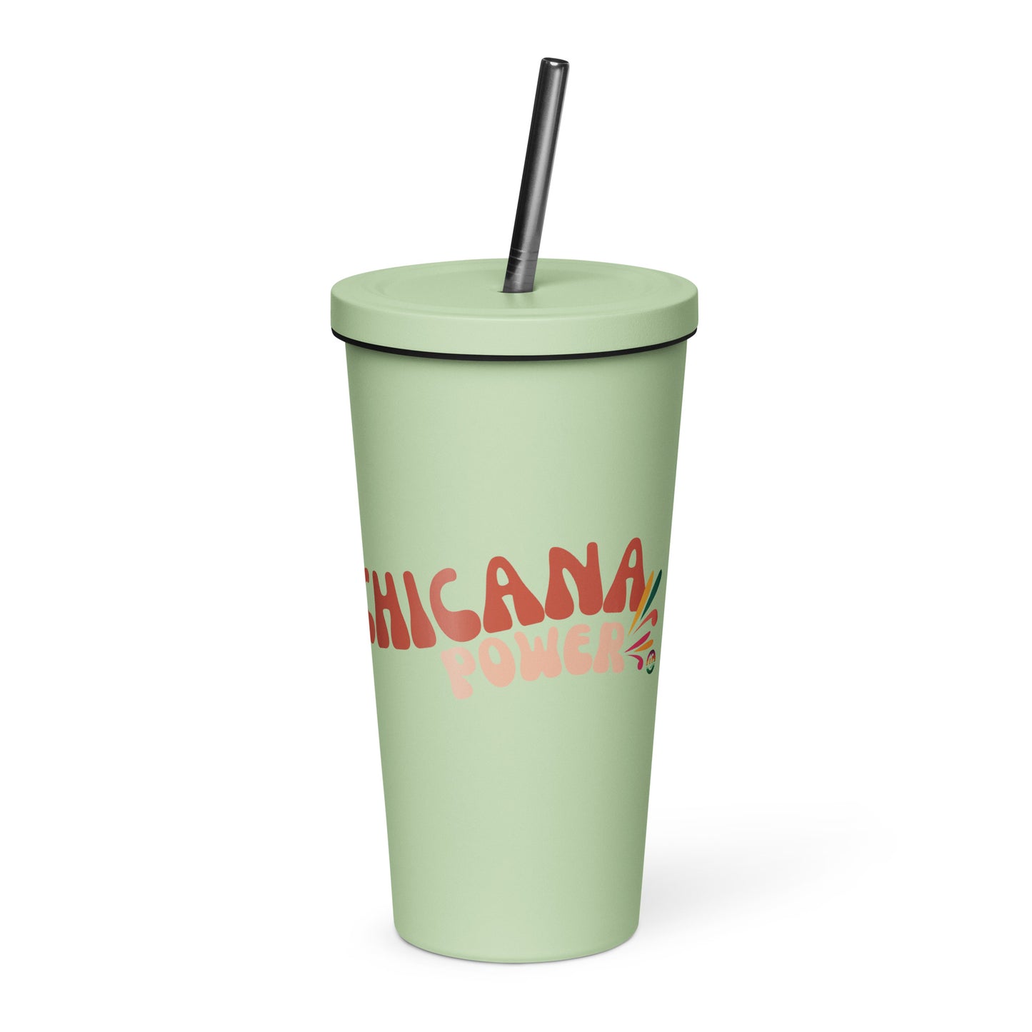 Insulated tumbler with a straw