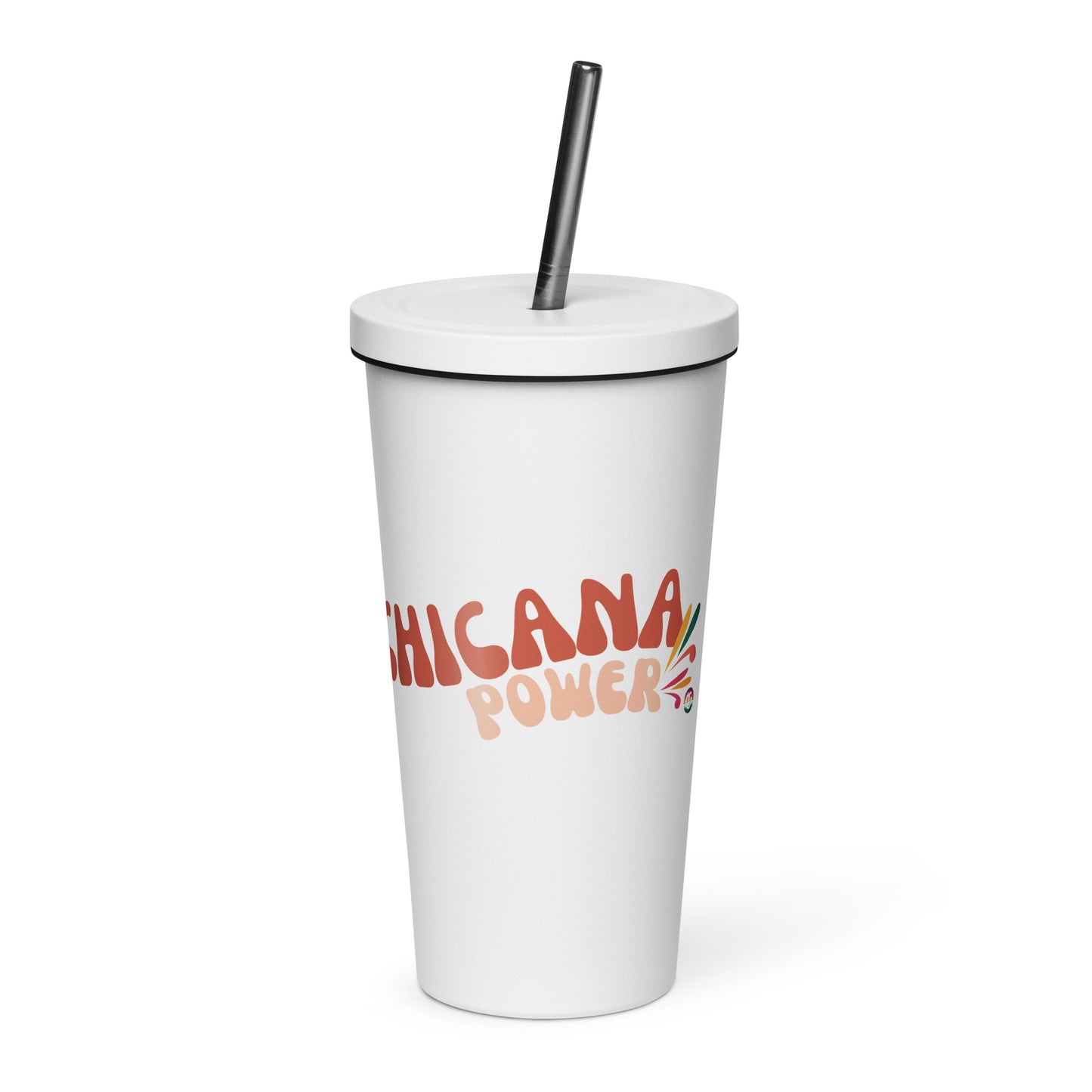 Insulated tumbler with a straw