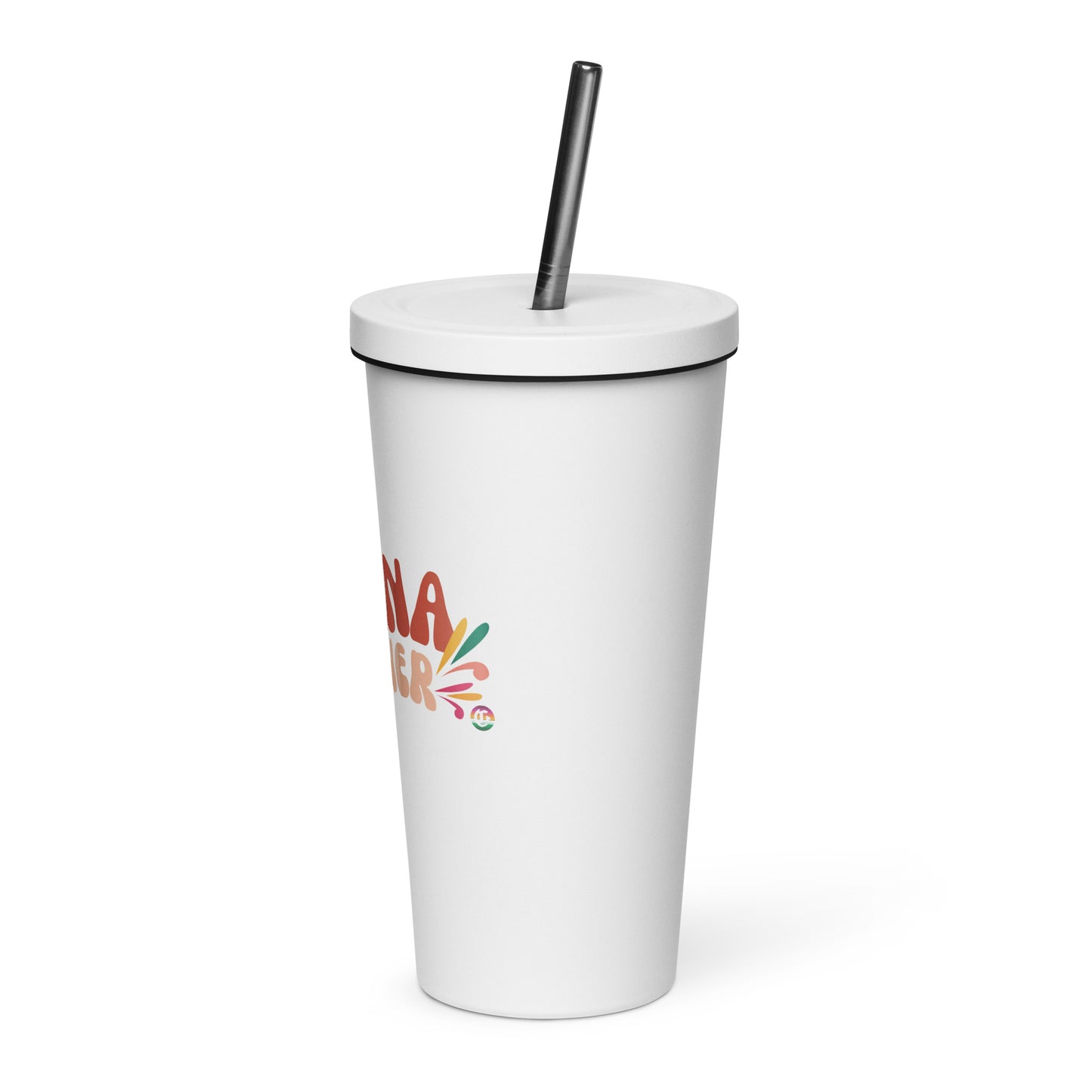 Insulated tumbler with a straw