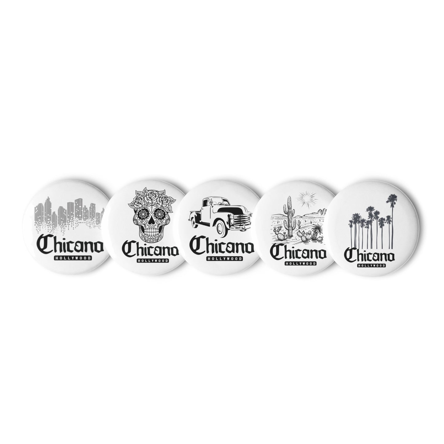 Chicano Hollywood Black and White Collection Set of pin buttons